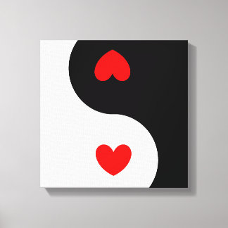 Heart Ying Yang Symbol Black White Red Hearts Wave Canvastryck