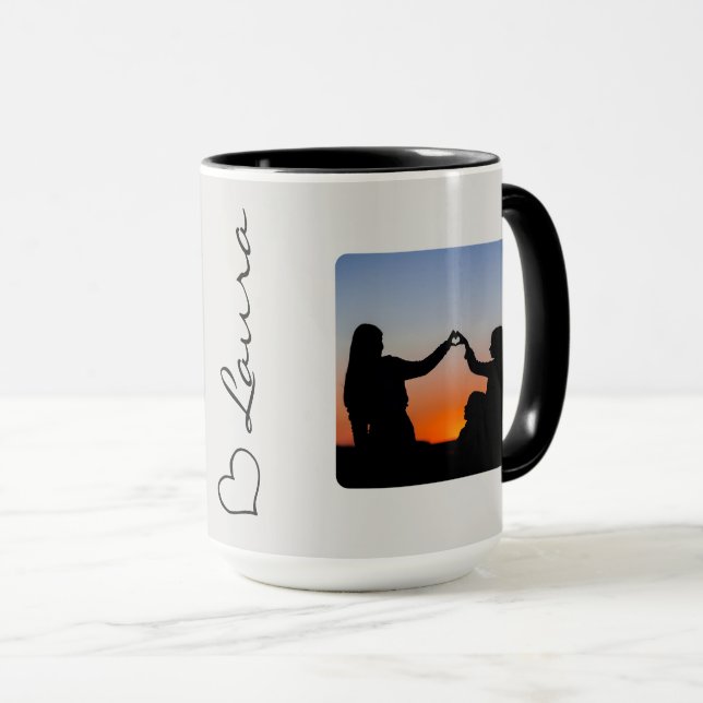 Heart Your Name Photo Script Custom Gift Mug Mugg (Framsida höger)