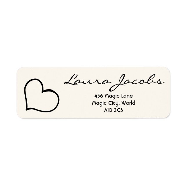 Heart Your Name Script Custom Gift Address Labels Returadress Etikett (Framsidan)