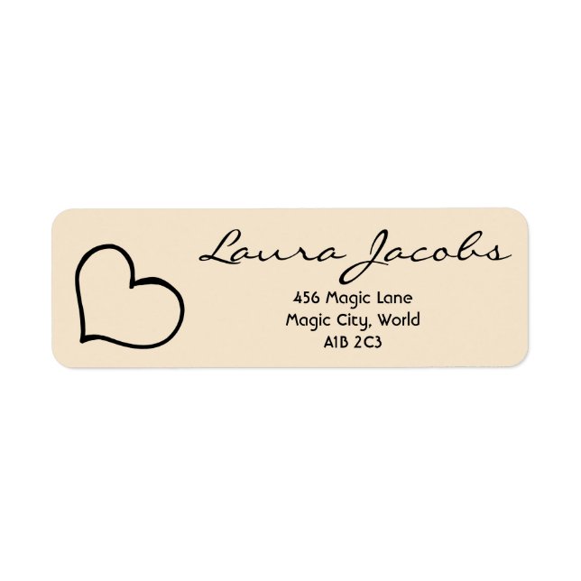 Heart Your Name Script Custom Gift Address Labels Returadress Etikett (Framsidan)