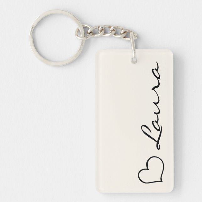 Heart Your Name Script Custom Gift Keychain (Framsidan)