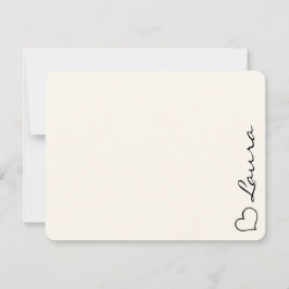 Heart Your Name Script Custom Gift Note Card Anteckningskort