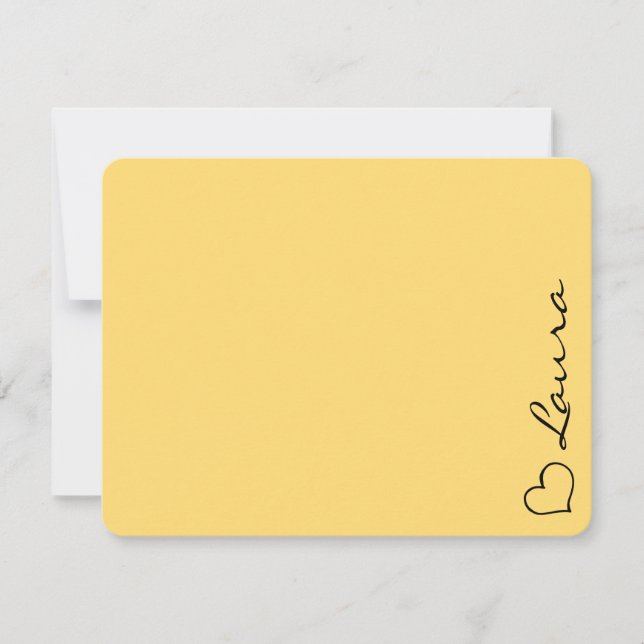 Heart Your Name Script Custom Gift Note Card Anteckningskort (Framsida)