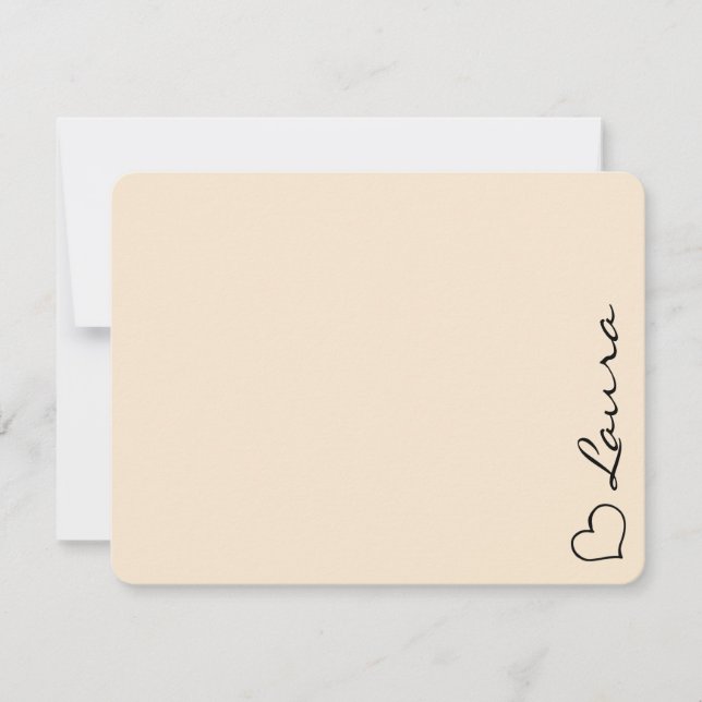 Heart Your Name Script Custom Gift Note Card Anteckningskort (Framsida)