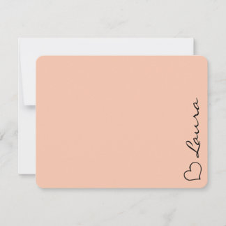 Heart Your Name Script Custom Gift Note Card Anteckningskort