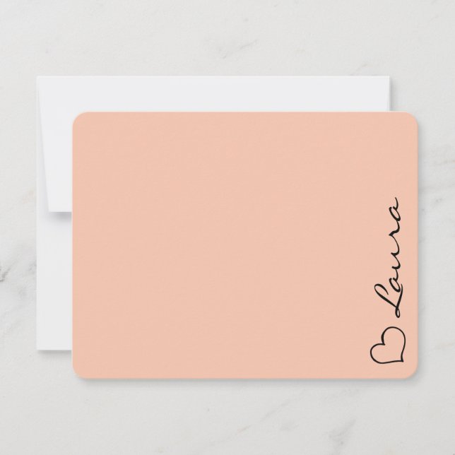 Heart Your Name Script Custom Gift Note Card Anteckningskort (Framsida)