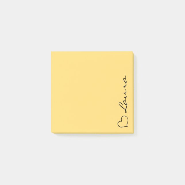 Heart Your Name Script Custom Gift Sticky Notes Post-it Block (Framsida)