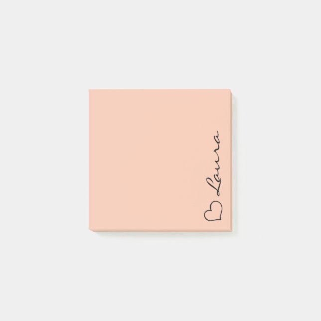 Heart Your Name Script Custom Gift Sticky Notes Post-it Block (Framsida)