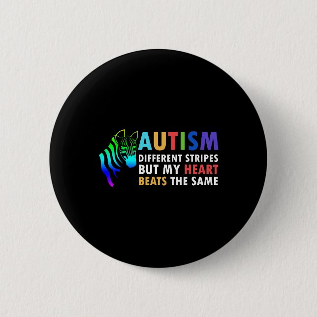 Heart Zebra Satt Inspirational Autism Awareness Knapp (Framsida)
