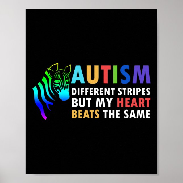 Heart Zebra Satt Inspirational Autism Awareness Poster (Framsidan)