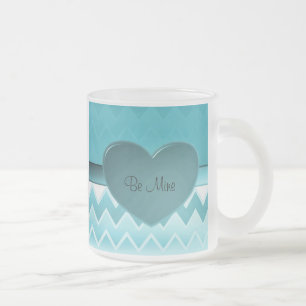 Heart zigzag-Teal Frostad Glasmugg