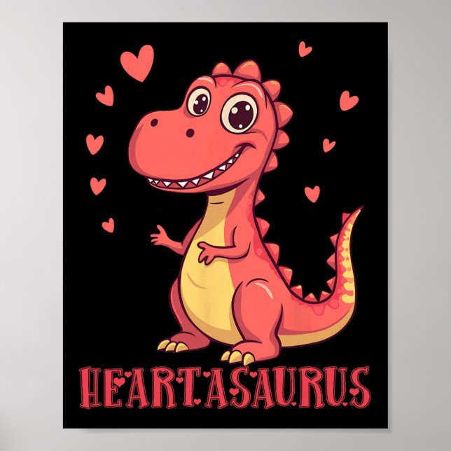 Heartasaurus söta dinosaurie Alla hjärtans dag-des Poster (Framsidan)