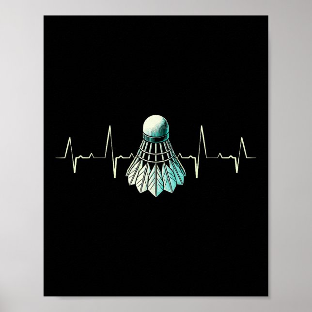Heartbeat Badmintonspelare Dedikerad Shuttle  Poster (Framsidan)