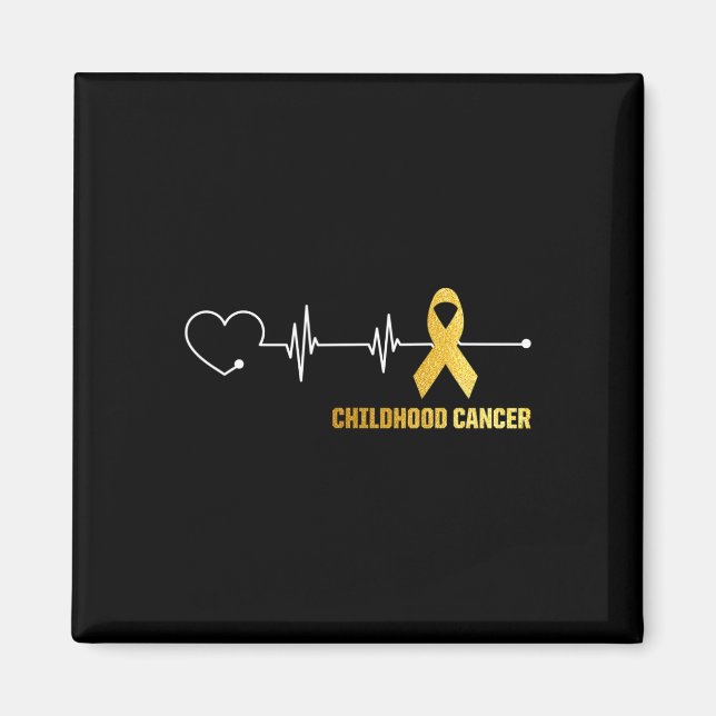 Heartbeat Barncancer Medvetenhet Warrior Hope  Magnet (Framsidan)