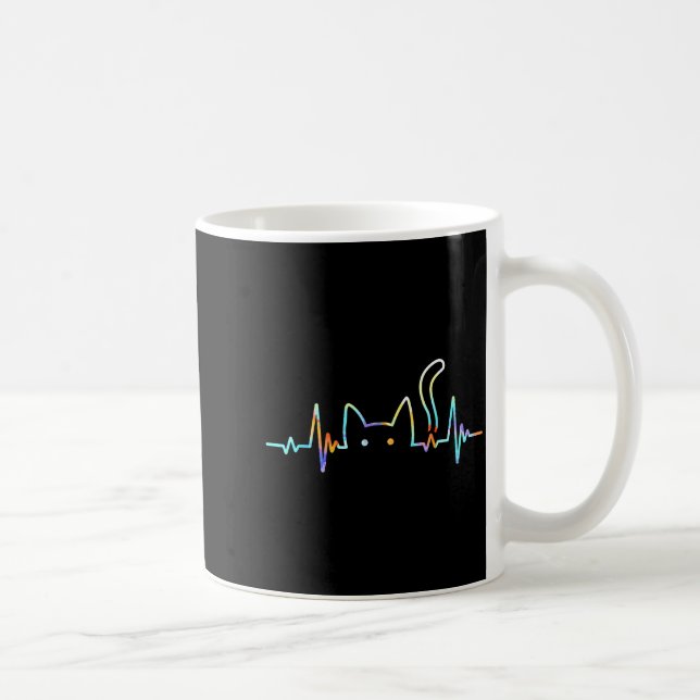 Heartbeat Cat Lover Animal Silhouette Cute Cat  Kaffemugg (Höger)