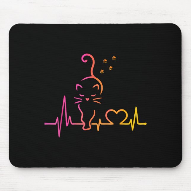 Heartbeat Cat Lover Animal Silhouette Cute Cat  Musmatta (Framsidan)