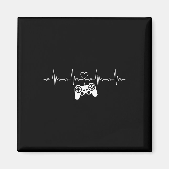 Heartbeat Console Nerd Gaming Gadget Gamer  Magnet (Framsidan)