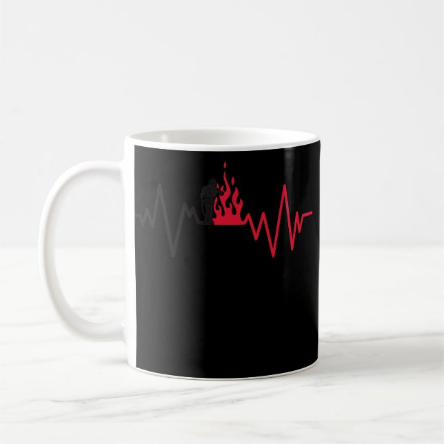 Heartbeat Firefighter Fire Department Fire Truck Kaffemugg (Vänster)