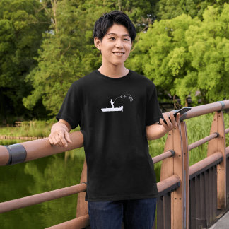 Heartbeat Fishing Tee,Fisherman Boat Silhouette T Shirt