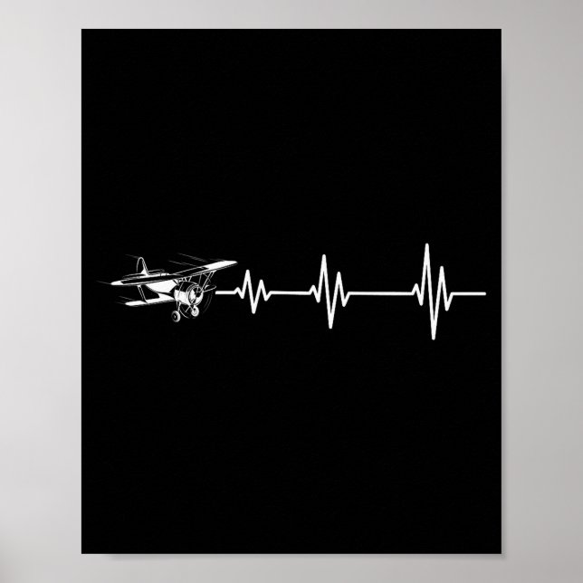 Heartbeat Flying Plane Pulse Line Retro Prop Aircr Poster (Framsidan)