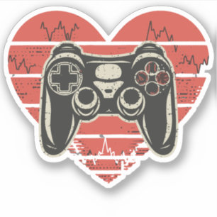 Heartbeat Gamer Video Games Semester Valentine Dag Klistermärken