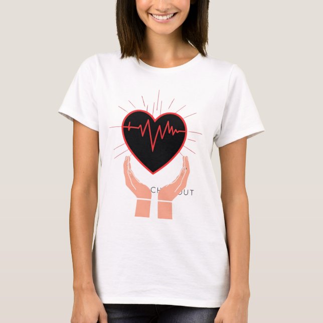 Heartbeat in Hands Nurse T-Shirt (Framsida)