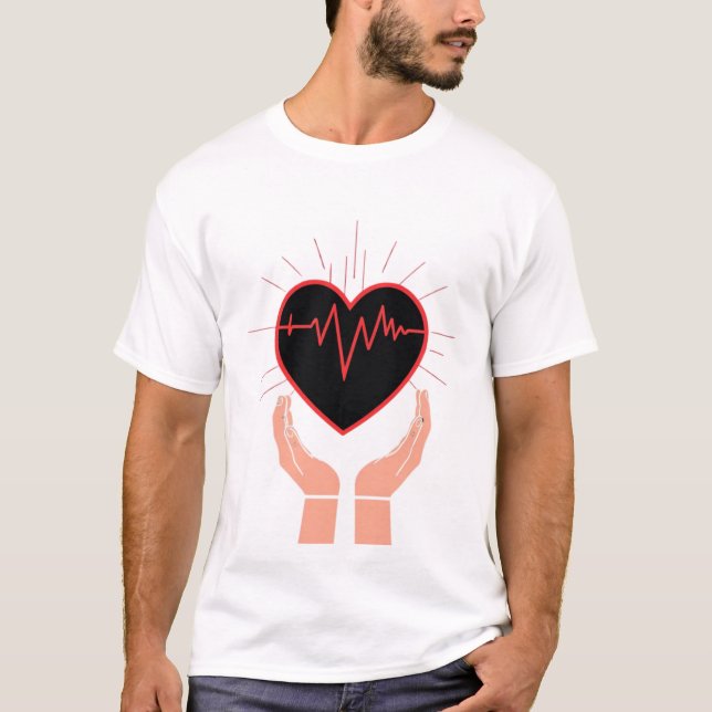 Heartbeat in Hands Nurse T-Shirt (Framsida)