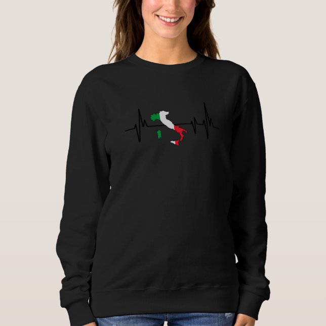 Heartbeat Italian Flag Italy T Shirt (Framsida)