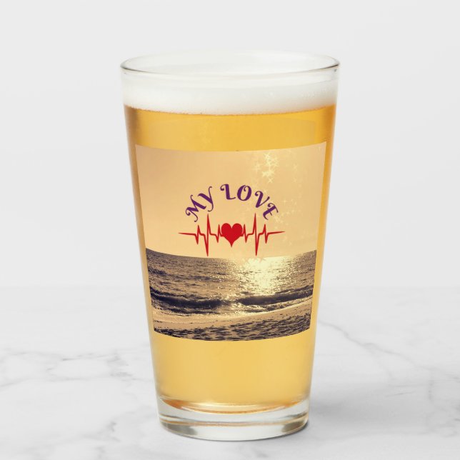 Heartbeat Love – Minimalist Romantic Design Glaskopp (Baksida fylld)