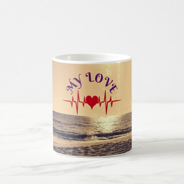 Heartbeat Love – Minimalist Romantic Design Kaffemugg (Center)