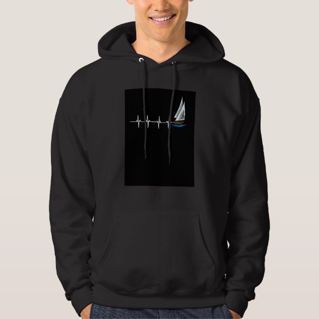 Heartbeat Of A Sailor Retro Sailing Designs Presen Hoodie (Framsida)