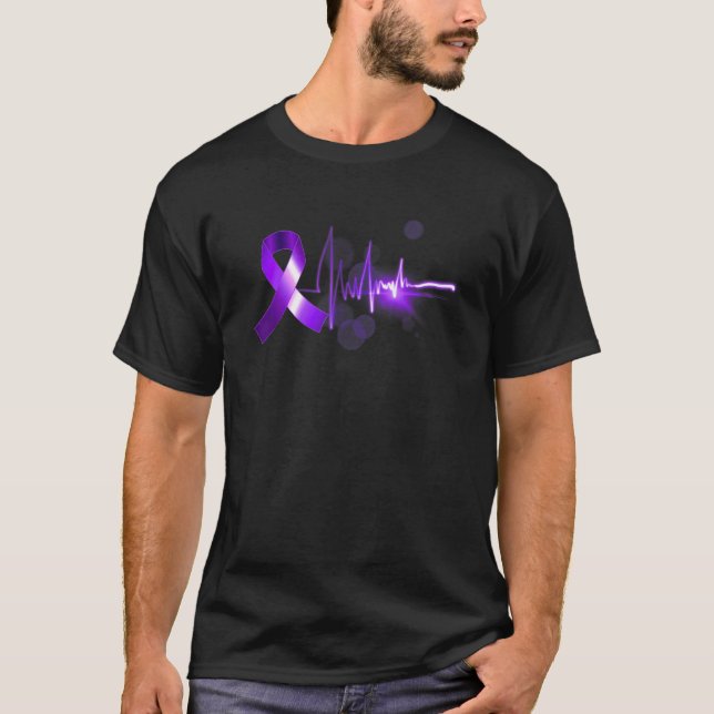Heartbeat Opioid Ribbon Opioid Overdose Awareness T Shirt (Framsida)