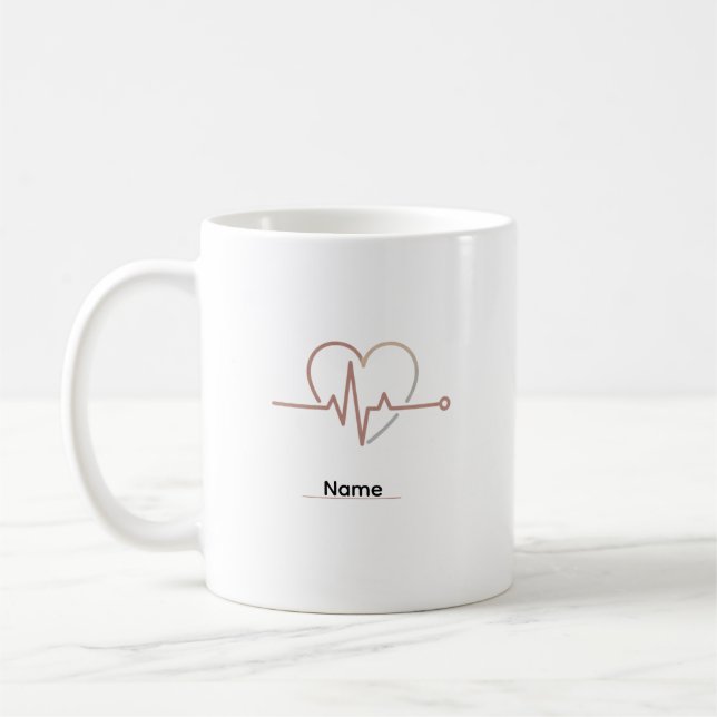 Heartbeat Pulse Kärlek Minimalist  Kaffemugg (Vänster)