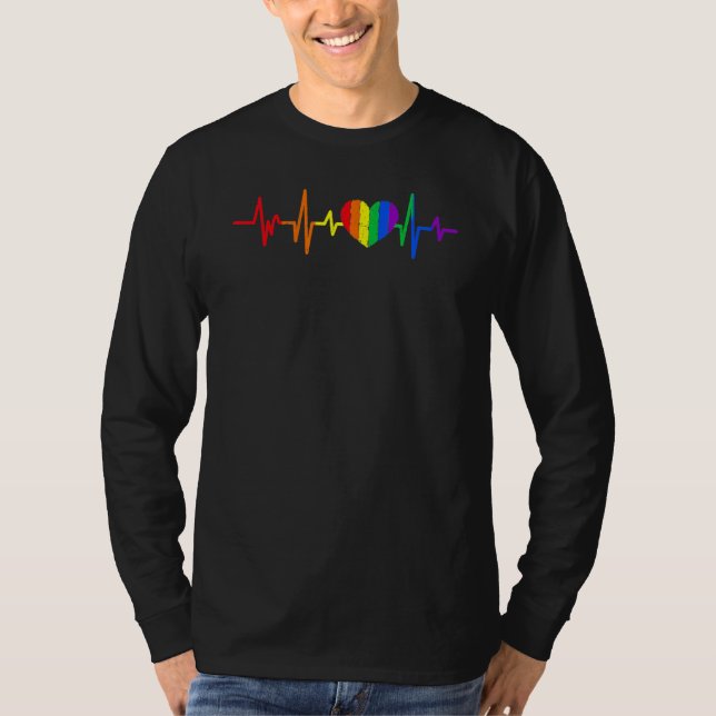 Heartbeat Rainbow Heart Gay LGBT Pride Medical Nur T Shirt (Framsida)