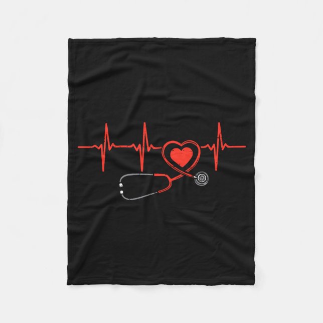 Heartbeat Scrub Valentine Nurse Valentines Day Rn  Fleecefilt (Framsidan)