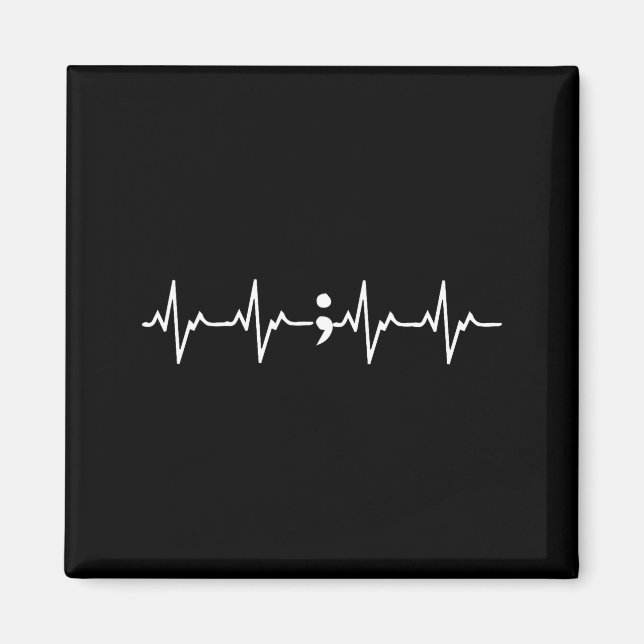 Heartbeat Semicolon Gift Suicide Prevention Awaren Magnet (Framsidan)