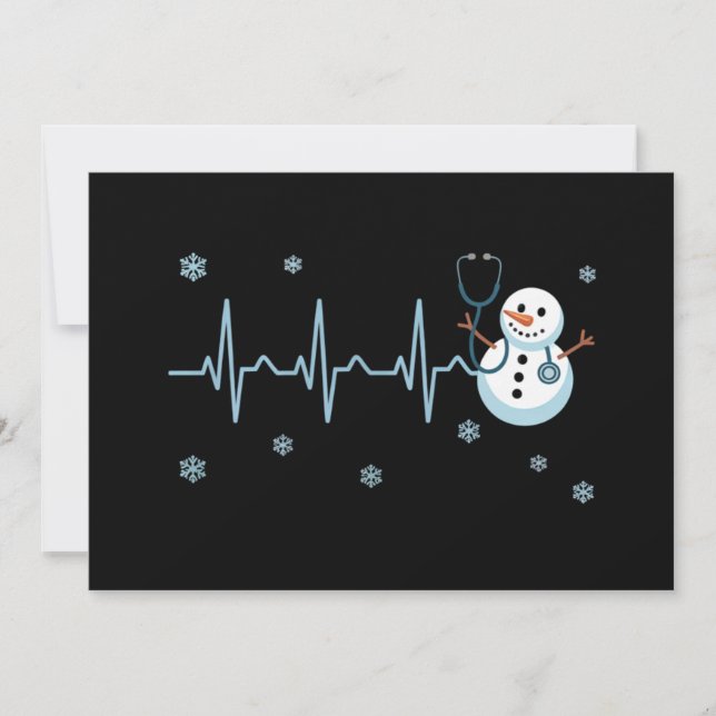 Heartbeat Sjuksköterska Snömannen Jul  Inbjudningar (Framsida)