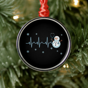 Heartbeat Sjuksköterska Snömannen Jul Julgransprydnad Metall
