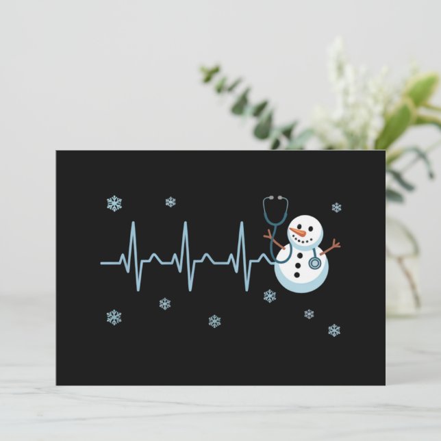 Heartbeat Sjuksköterska Snömannen Jul  Julkort (Stående Fram)