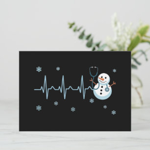Heartbeat Sjuksköterska Snömannen Jul Julkort