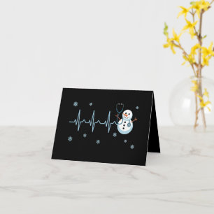 Heartbeat Sjuksköterska Snömannen Jul Kort