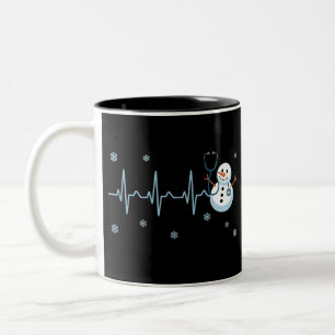 Heartbeat Sjuksköterska Snömannen Jul Två-Tonad Mugg