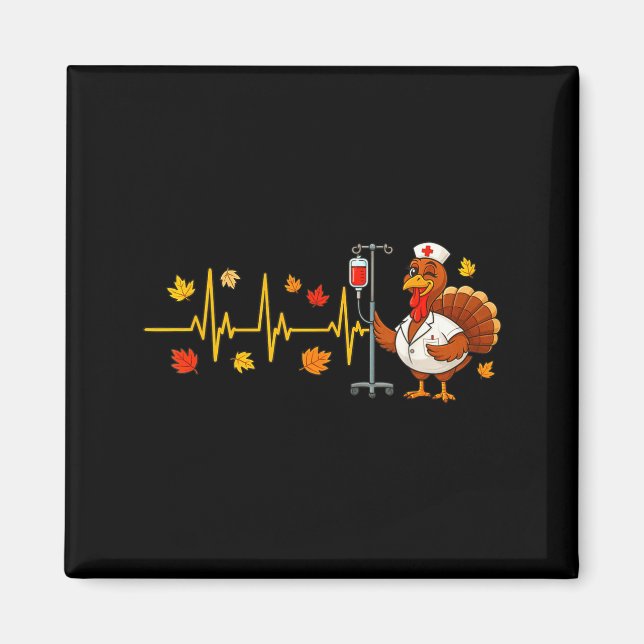 Heartbeat Turkey Funny Nurse Thanksgiving Fall Des Magnet (Framsidan)