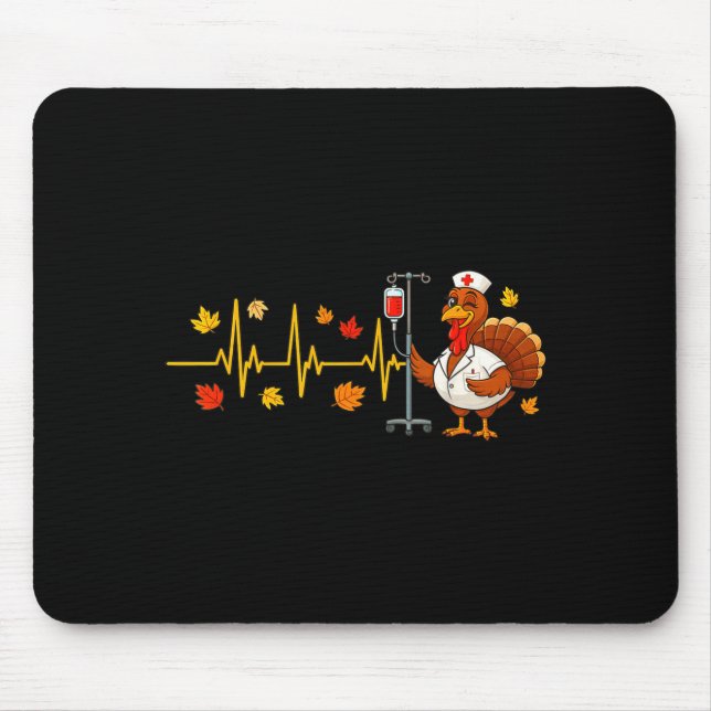 Heartbeat Turkey Funny Nurse Thanksgiving Fall Des Musmatta (Framsidan)