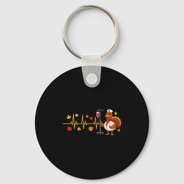 Heartbeat Turkey Funny Nurse Thanksgiving Fall Des Nyckelring (Framsida)