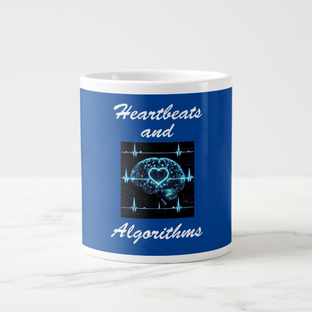 "Heartbeats and Algorithms" futuristiska kärlek Jumbo Mugg (Framsidan)