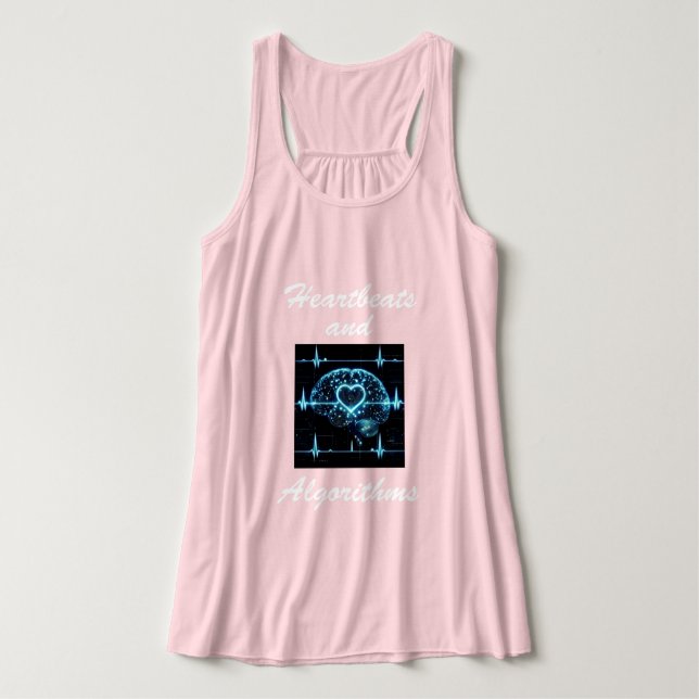 "Heartbeats and Algorithms" futuristiska kärlek Linne Med Racerback (Design framsida)
