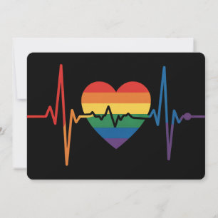 Heartbeats Heart Pride Gay Lesbisk Trans Bi Inbjudningar