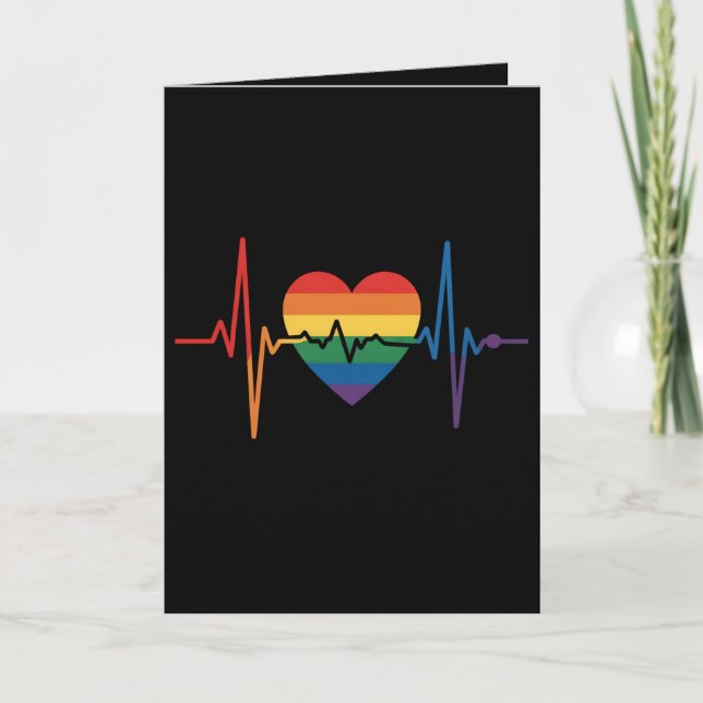 Heartbeats Heart Pride Gay Lesbisk Trans Bi Kort (Framsida)