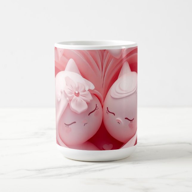 Heartbound Cats in Pastel Pink Kaffemugg (Center)